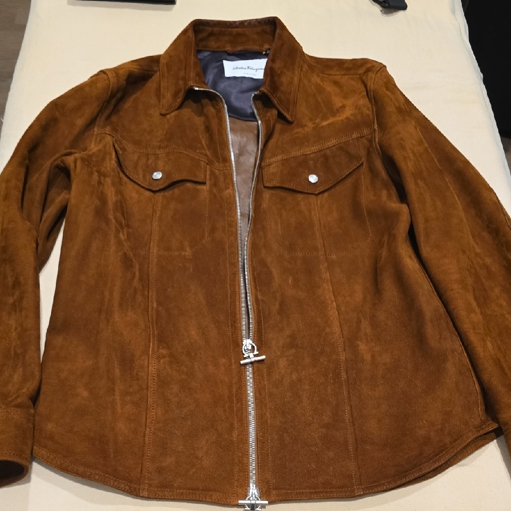Salvatore Ferragamo Brown Suede Shirt Jacket